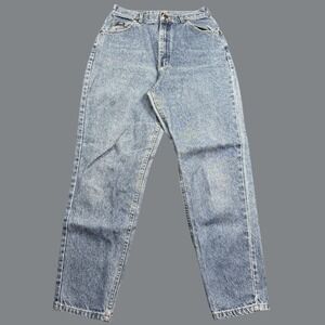 Lee Mom Jeans Womens 12 Blue Tapered High Rise 100% Cotton Denim Fit Logo